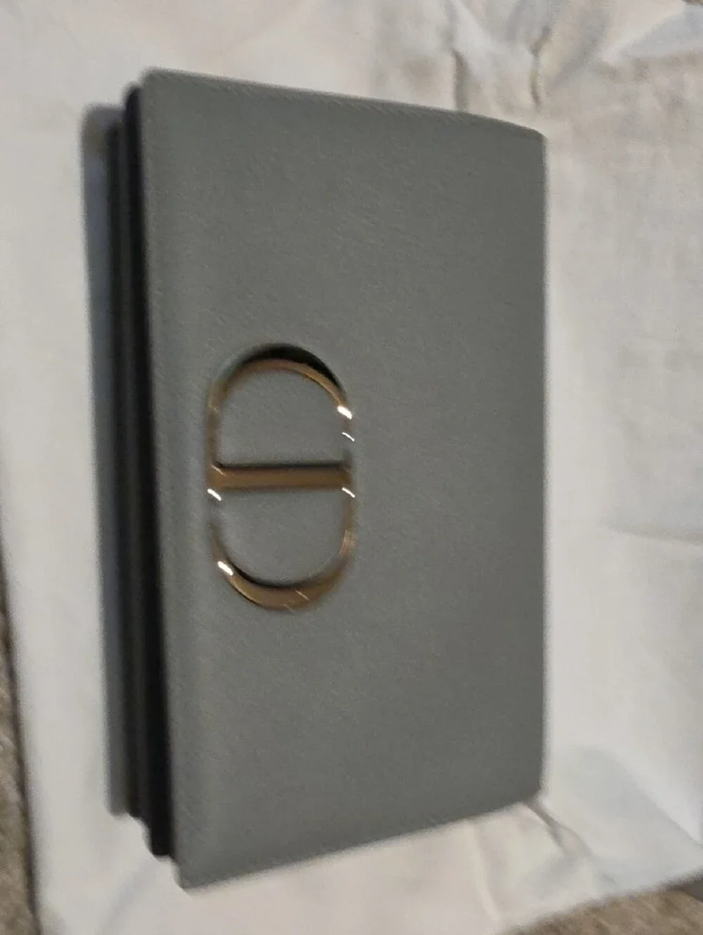 Dior Gray Leather Clutch with Gold CD Hardware